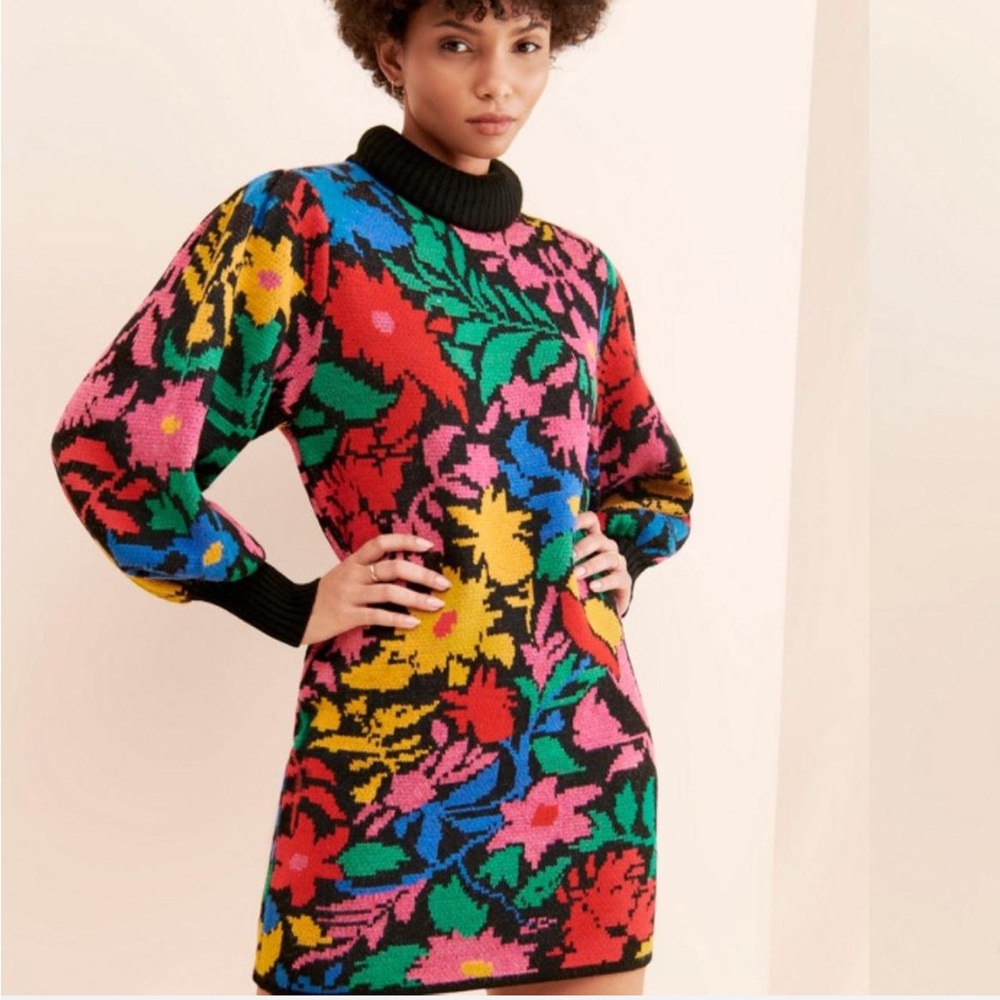 FARM Rio Multicolor Floral Sweater Dress